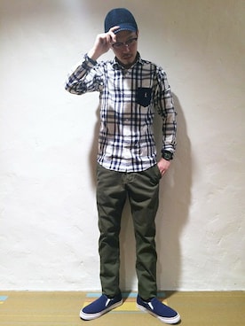 「The DUFFER of ST.GEORGE（ザダファーオブセントジョージ）のアイテム（帽子）」を使った、YOSHIさん（メンズ・173cm）の春コーディネート