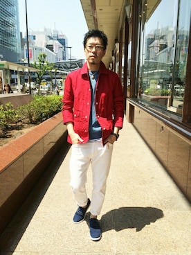 「The DUFFER of ST.GEORGE（ザダファーオブセントジョージ）のアイテム（ブルゾン）」を使った、YOSHIさん（メンズ・173cm）の春コーディネート