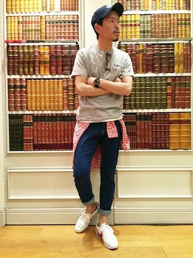 「ポケットＴシャツ」｜「アイテム（キャップ）」を使った、YOSHIさん（メンズ・173cm）の春コーディネート