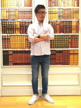 「The DUFFER of ST.GEORGE（ザダファーオブセントジョージ）のアイテム（シューズ）」を使った、YOSHIさん（メンズ・173cm）の秋コーディネート