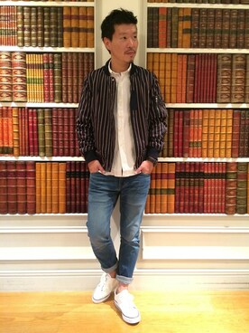「The DUFFER of ST.GEORGE（ザダファーオブセントジョージ）のアイテム（MA-1）」を使った、YOSHIさん（メンズ・173cm）の秋コーディネート