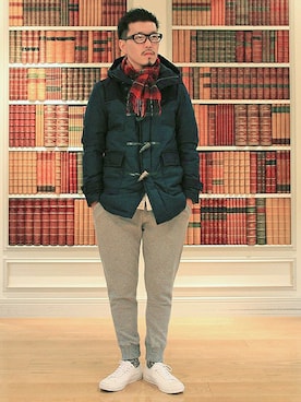 「The DUFFER of ST.GEORGE（ザダファーオブセントジョージ）のアイテム（ダウンジャケット/コート）」を使った、YOSHIさん（メンズ・173cm）の冬コーディネート