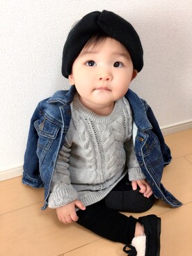 「babygap」｜「アイテム（モカシン/デッキシューズ）」を使った、Haruruさん（キッズ・70cm）の秋コーディネート
