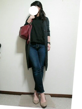 「アイテム（ヘアアクセサリー、ブルー系）」を使った、oririさん（レディース・169cm）の秋コーディネート