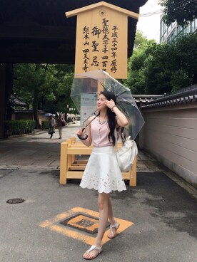 「travel」｜「アイテム（アクセサリー）」を使った、Katie Hui 許芯悅さん（レディース・163cm）の夏コーディネート