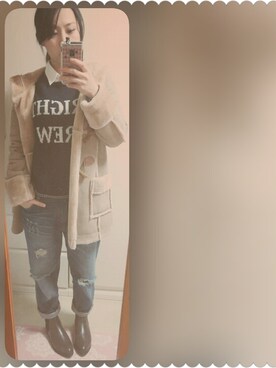 「SNIDEL（スナイデル）のアイテム（ムートンコート）」を使った、まみさん（レディース・157cm）の冬コーディネート