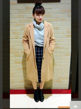 「キャメル」｜「アイテム（ブーティ）」を使った、rieさん（レディース・156cm）の秋コーディネート