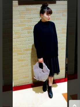 「リバーシブル」｜「アイテム（ブーティ）」を使った、rieさん（レディース・156cm）の秋コーディネート