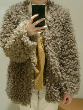 「チャコール」｜「アイテム（その他アウター）」を使った、rieさん（レディース・156cm）の冬コーディネート