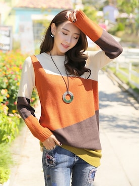 「アイテム（カーディガン/ボレロ、オレンジ系）」を使った、スタイルオンミさん（レディース・167cm）の秋コーディネート