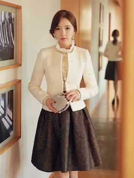 「アイテム（ノーカラージャケット）」を使った、スタイルオンミさん（レディース・167cm）の秋コーディネート