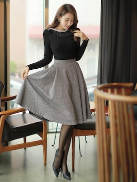 「シアータイツ」｜スタイルオンミさん（レディース・167cm）の冬コーディネート