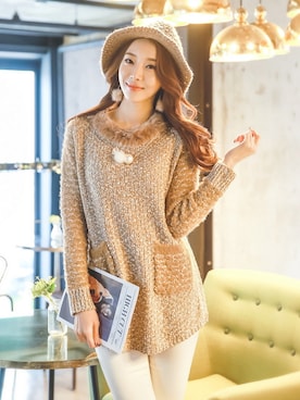 「ラビットファー」｜スタイルオンミさん（レディース・167cm）の冬コーディネート