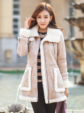 「アイテム（ムートンコート）」を使った、スタイルオンミさん（レディース・167cm）の冬コーディネート