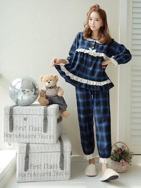 「アイテム（ルームウェア/パジャマ）」を使った、スタイルオンミさん（レディース・167cm）の冬コーディネート