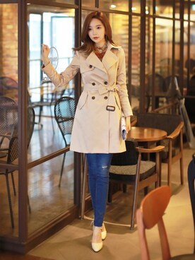 「アイテム（トレンチコート）」を使った、スタイルオンミさん（レディース・167cm）の冬コーディネート