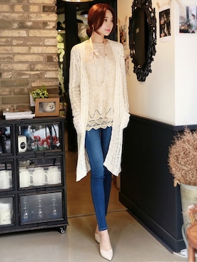 「ロングカーディガン」｜スタイルオンミさん（レディース・167cm）の春コーディネート