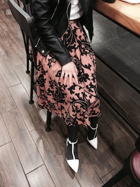 「skirt」｜「アイテム（ライダースジャケット）」を使った、KSMさん（レディース・158cm）の春コーディネート