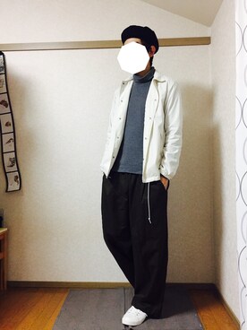 「SEVENDAYS=SUNDAY（セブンデイズサンデイ）のアイテム（ハンチング/ベレー帽）」を使った、yabuさん（メンズ・175cm）の秋コーディネート