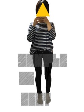 「no brand（ノーブランド）のアイテム（Tシャツ/カットソー、ブルー系）」を使った、サンカクさん（レディース・163cm）の春コーディネート