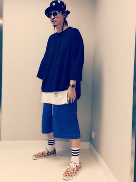 「SUNDAY SOMEWHEREのアイテム」を使った、marukasuさん（メンズ・176cm）の夏コーディネート