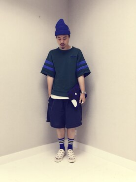 「meeh（ミー）のアイテム」を使った、marukasuさん（メンズ・176cm）の夏コーディネート