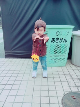「秋色コーデ」｜「アイテム（ハンチング/ベレー帽）」を使った、kikikiさん（キッズ・90cm）の秋コーディネート
