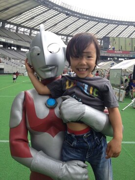 「DENIM BAR（デニム　バー）のアイテム」を使った、shishishiさん（キッズ・100cm）の夏コーディネート