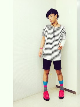 「アイテム（ネクタイ、シルバー系）」を使った、まーぶるさん（メンズ・170cm）の夏コーディネート