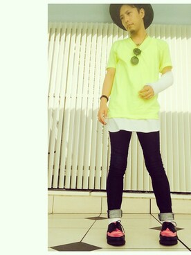 「ロイドメガネ」｜まーぶるさん（メンズ・170cm）の夏コーディネート