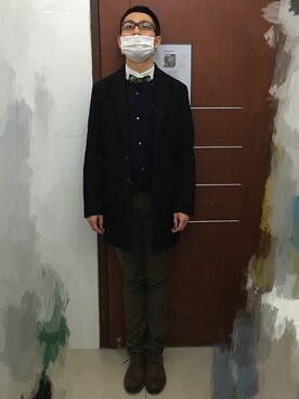 「The DUFFER of ST.GEORGE（ザダファーオブセントジョージ）のアイテム（ピーコート）」を使った、茶挑kさん（メンズ・175cm）の冬コーディネート
