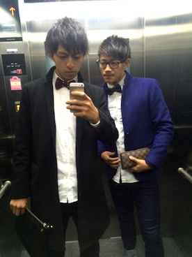 「パーティー」｜「アイテム（トレンチコート）」を使った、®enさん（メンズ・177cm）の冬コーディネート