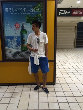 「H&M（エイチ・アンド・エム）のアイテム（その他シューズ）」を使った、こーせいさん（メンズ・178cm）の夏コーディネート