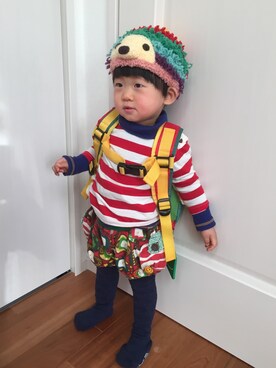 「アニマル」｜「アイテム（その他トップス）」を使った、ぷちこさん（キッズ・80cm）の冬コーディネート