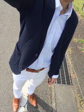「URBAN RESEARCH（アーバンリサーチ）のアイテム（ノーカラージャケット）」を使った、Fuyuki Ueharaさん（メンズ・175cm）の春コーディネート
