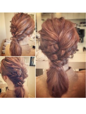 「編み込みヘア」｜みつあきつきさん（レディース・165cm）の秋コーディネート