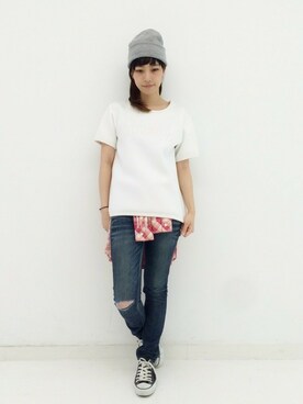 「nusy（ヌージー）のアイテム」を使った、MAKORIさん（レディース・158cm）の春コーディネート