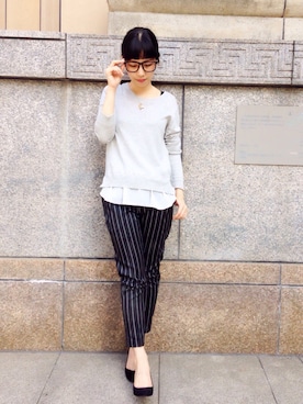 「haco!（ハコ）のアイテム（トップス）」を使った、MAKORIさん（レディース・158cm）の春コーディネート