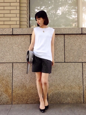 「ノースリーブニット」｜MAKORIさん（レディース・158cm）の夏コーディネート