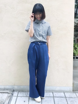 「haco!（ハコ）のアイテム（モカシン/デッキシューズ）」を使った、MAKORIさん（レディース・158cm）の夏コーディネート
