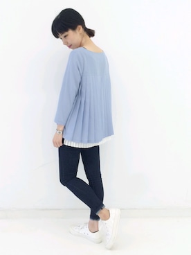 「プリーツ」｜MAKORIさん（レディース・158cm）の夏コーディネート