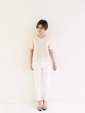 「haco!（ハコ）のアイテム（トップス）」を使った、MAKORIさん（レディース・159cm）の春コーディネート