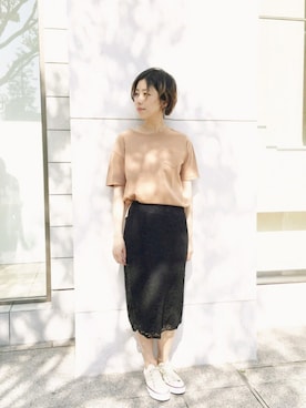 「ポケットＴシャツ」｜「アイテム（トップス）」を使った、MAKORIさん（レディース・159cm）の春コーディネート