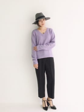 「Vネック」｜MAKORIさん（レディース・159cm）の秋コーディネート