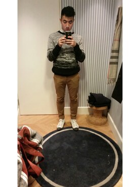 「TOPMAN（トップマン）のアイテム（ニット/セーター）」を使った、Ko_Lamさん（メンズ・178cm）の冬コーディネート