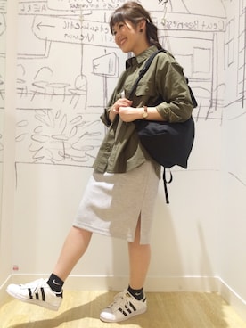 「ミニタリー」｜「アイテム（ブルゾン）」を使った、maichiさん（レディース・160cm）の春コーディネート