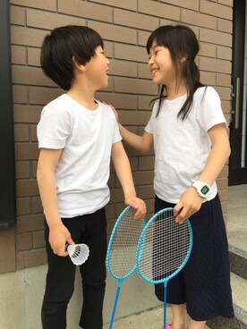 「きょうだい」｜「アイテム（腕時計）」を使った、Y☆Rさん（キッズ・120cm）の春コーディネート