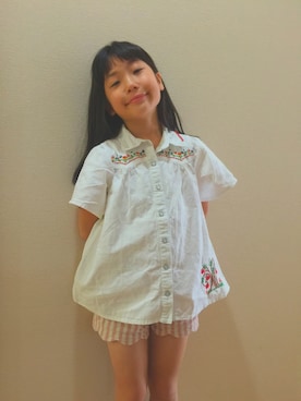 「REDDY APPLESEED（レディーアップルシード）のアイテム（トップス）」を使った、Y☆Rさん（キッズ・120cm）の夏コーディネート