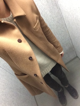 「ATTACHMENT（アタッチメント）のアイテム（ステンカラーコート）」を使った、はがさんさん（メンズ・170cm）の冬コーディネート