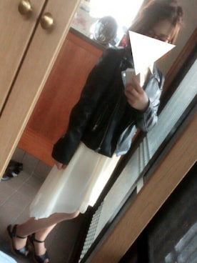 「ネイル」｜「アイテム（ライダースジャケット）」を使った、yuidonさん（レディース・153cm）の春コーディネート